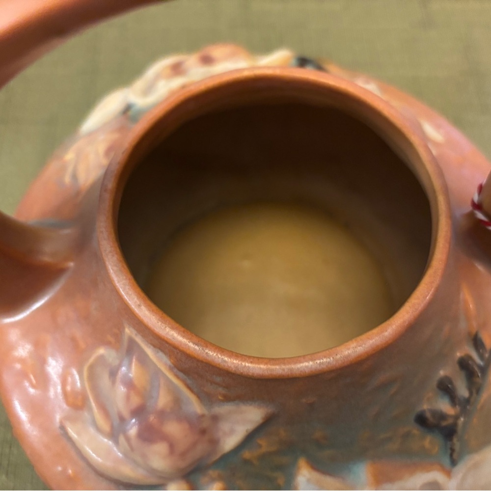 Roseville Magnolia Teapot no lid 4 Orange and Cream - Picture 3 of 5